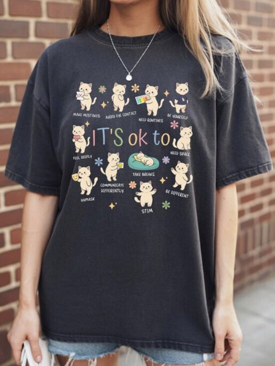Tops - Autism Cat Shirt, Autism Acceptance, Autism Awareness Cat Tee